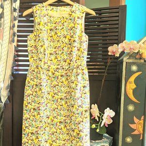 BODEN Yellow Floral Sleeveless Shift Dress